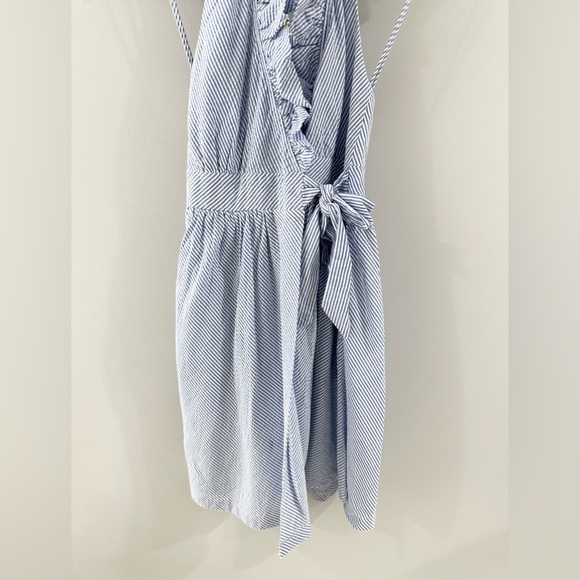 Southern Frock Ruffle Wrap Dress Blue Seersucker Size 0 - Picture 3 of 6